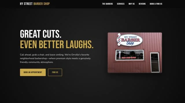 Hy Street Barber Shop website homepage