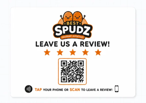 Best Spudz Food Truck Custom Tap-to-Review Card